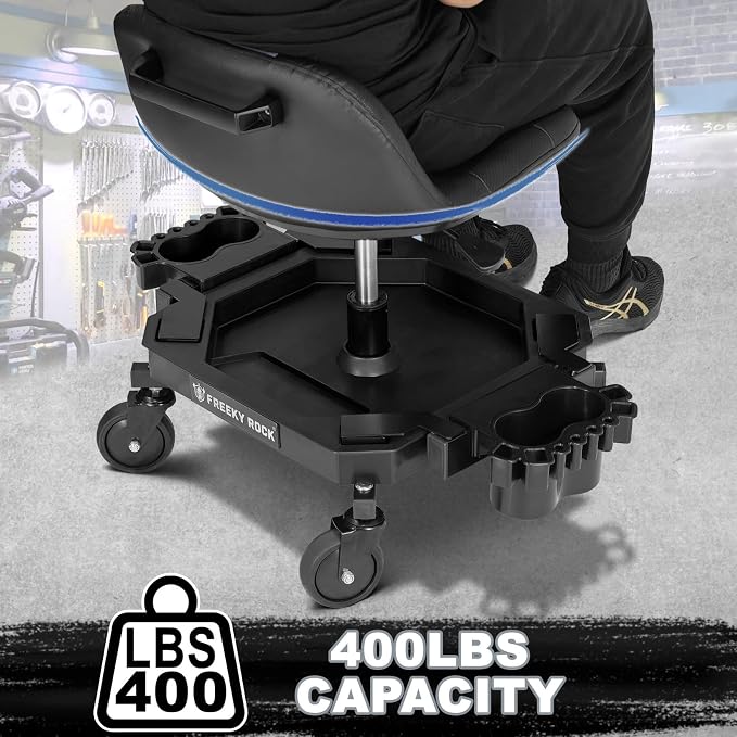Rolling Stool with Wheels, Adjustable Height Pneumatic Garage Work Mechanic - Image 7