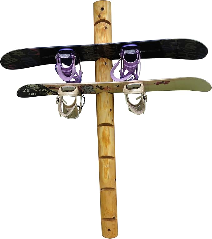 7-Place Wall-Mounted Snowboard Log Rack, Wakeboard Racks, Skateboard Holder by LogKayakRack