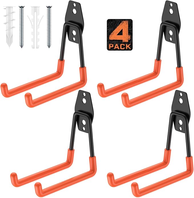 4 Pack 5.2x5.1 Inch Utility Steel Wall Mount Heavy Duty Garage Hooks by Cpais