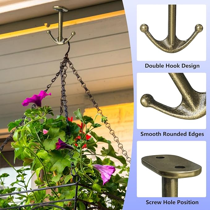 Ball Two Prong Ceiling Hook for Closet Top Bathroom Kitchen Cabinet Garage Pack - Image 4