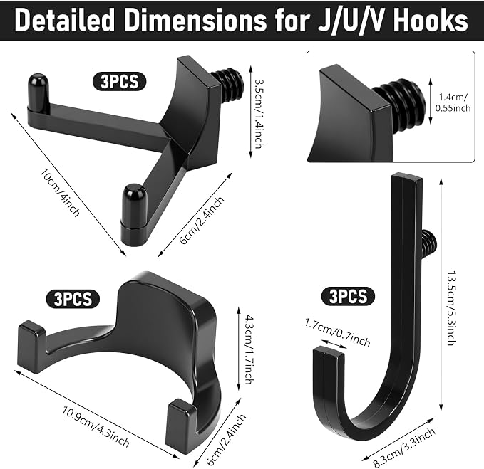 9 Pcs Storage Shed Tool Hooks Heavy Duty ABS Wall Mount Garage Hooks Set - Image 2