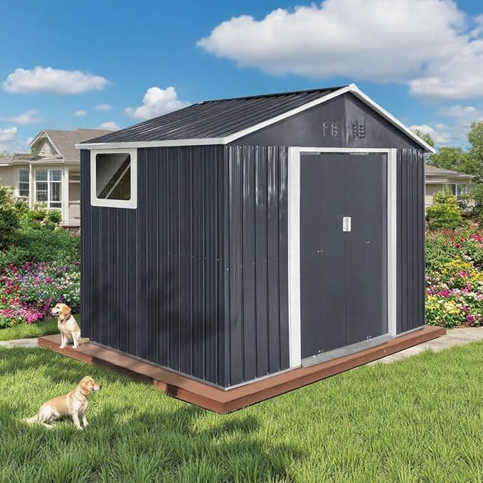 9 x 8.5 Ft Outdoor Storage Shed, Heavy-Duty Metal Shed by Unknown