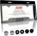 BBS Official Brushed Chrome Stainless Steel License Plate Frame – Made in USA – by MegaRacer