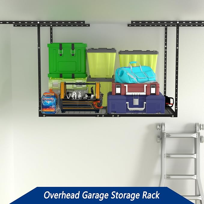 3 x 4FT Overhead Garage Storage Rack, Adjustable Ceiling Storage Racks - Image 2