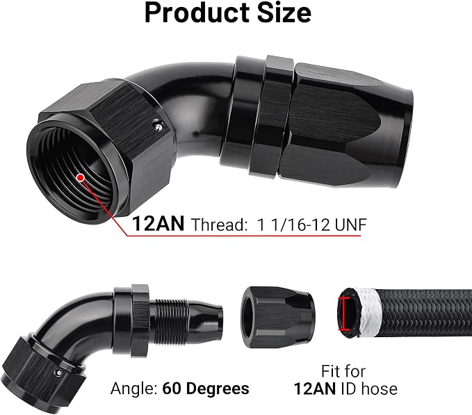 EVIL ENERGY 12AN 60 Degree One Piece Full Flow Hose End Fitting Swivel - Image 2