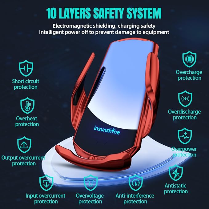 Wireless Car Charger, MAX 15W Fast Charging Auto Clamping, Sensing Phone Holder - Image 7