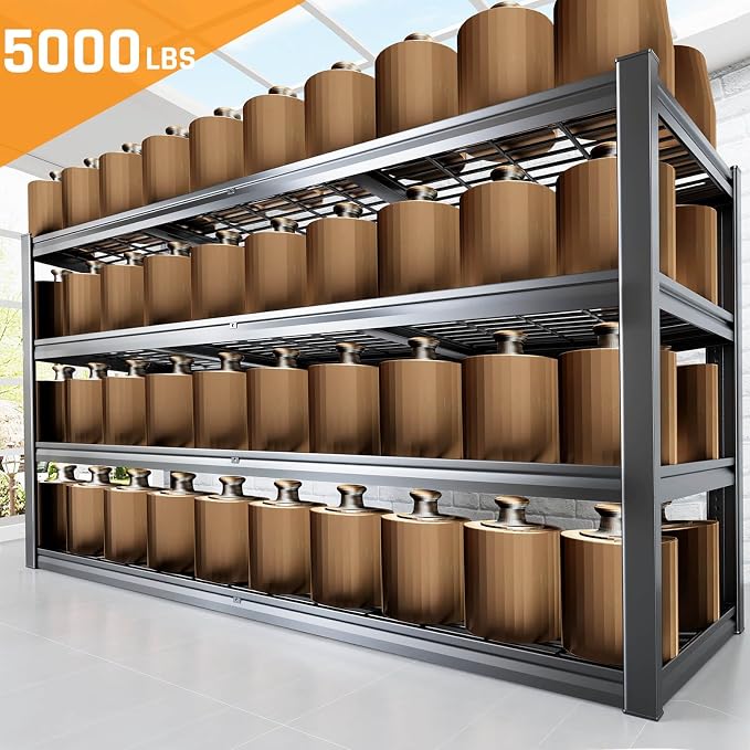 77" W Storage Shelves Heavy Duty Garage Shelving 4 Tier Metal Shelving Unit - Image 3
