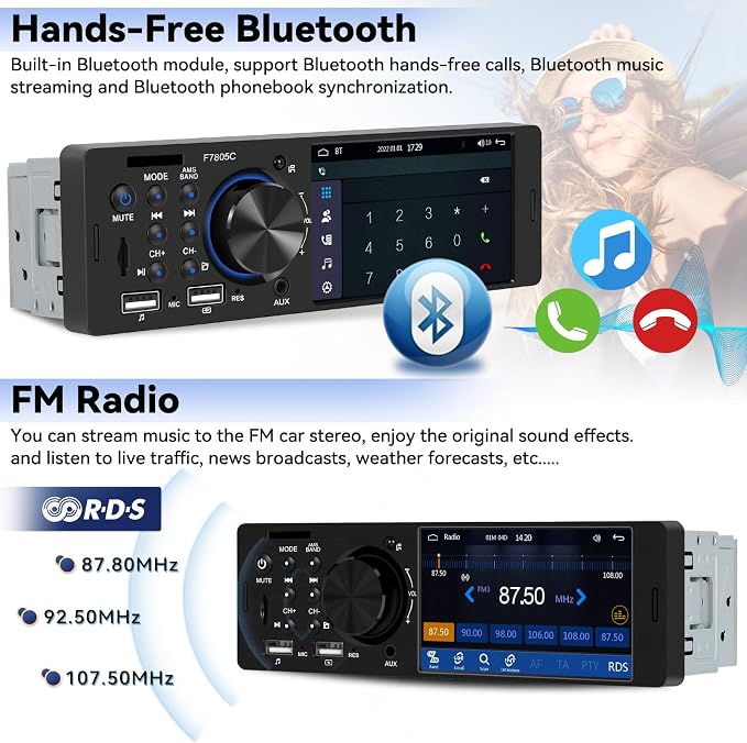 Single Din Touch Screen Car Radio - Image 4