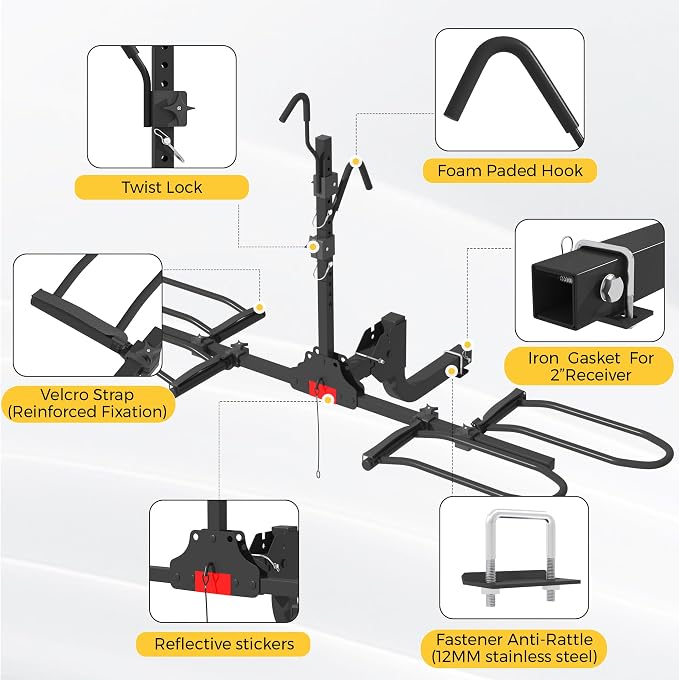 Hitch Bike Rack, Wobble Free Smart Tilting Folding Bicycle Car Racks - Image 5