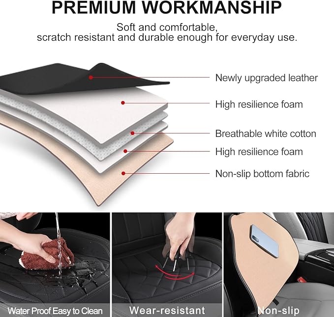 2 Pack Leather Front Car Seat Covers, Universal Sideless Car Seat Protectors - Image 3