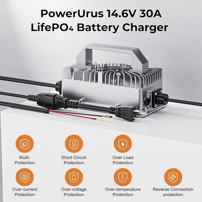 12V 30A LiFePO4 Battery Charger, PowerUrus 12V Lithium LiFePO4 Battery Charger - Image 2