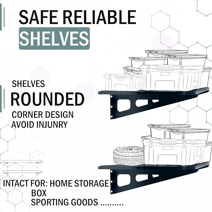 4-Pack 2x4ft Garage Wall Shelving, 4 Shelf Total 16 ft Garage Shelving Wall - Image 4