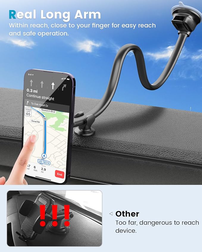 APPS2Car for Magsafe Car Mount Magnetic Phone Holder Upgraded 13-Inch Long Arm - Image 2