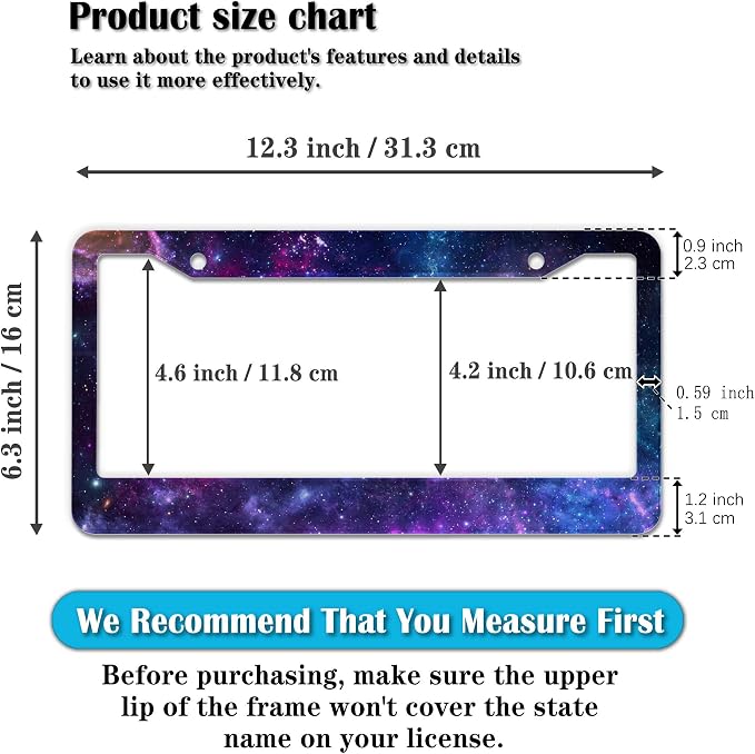 License Plate Frames for Men Multicolor License Plate Cover for Women Galaxy - Image 2