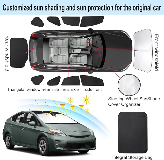 TINGLU Window Shades for Toyota Prius Hatchback 2010-2015 Accessories Full - Image 3