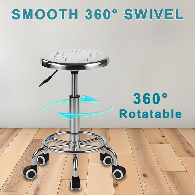 Rolling Stool, Stainless Steel Workbench, Adjustable Swivel Stool Medical 5 - Image 6
