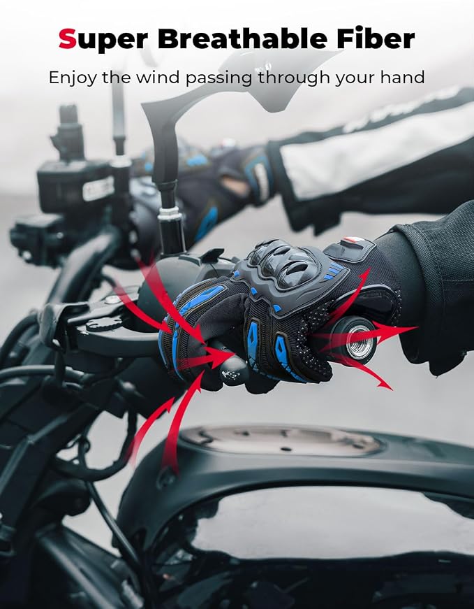 KEMIMOTO Motorcycle Gloves for Men/Women, Touchscreen Dirt Bike Gloves - Image 4
