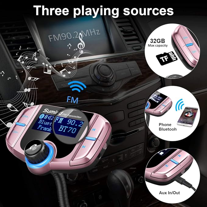 Upgraded Bluetooth FM Transmitter, Wireless Radio Adapter Hands Free Car Kit - Image 4