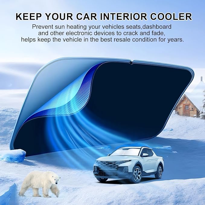 T TGBROS Windshield Sun Shade for Hyundai Santa Cruz Accessories 2022-2024 2025 - Image 2