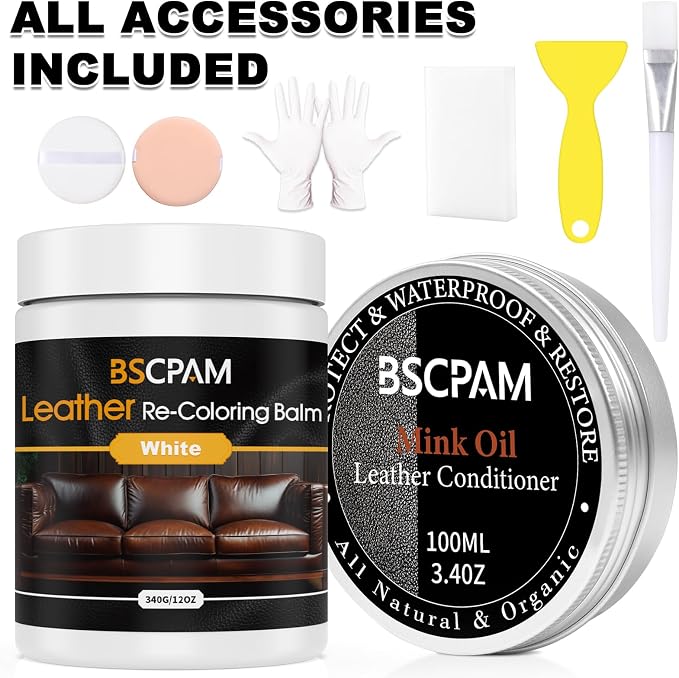 12oz Leather Recoloring Balm & 3.4oz Mink Oil Leather Conditioner kit, Leather - Image 7