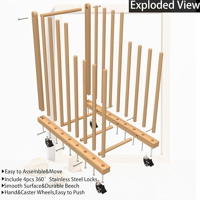 Art Storage Rack with Handle&Caster Wheels, Wooden Art Canvas Storage Stand - Image 6