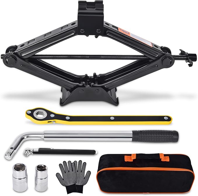 Car Jack Kit Scissor Jack for Car 2 Ton Tire Jack Tool Kit Universal Car by Gurduenon