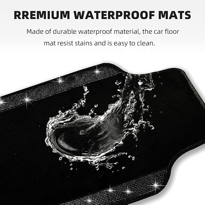 NBTEPEM Black Bling Car Floor Mats Full Set, Universal Fit Most Cars - Image 3