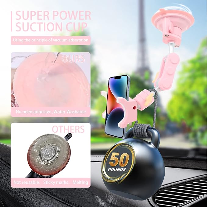 Suction Cup Phone Mount 360 Rotating Universal Ball Head Arm - Image 5