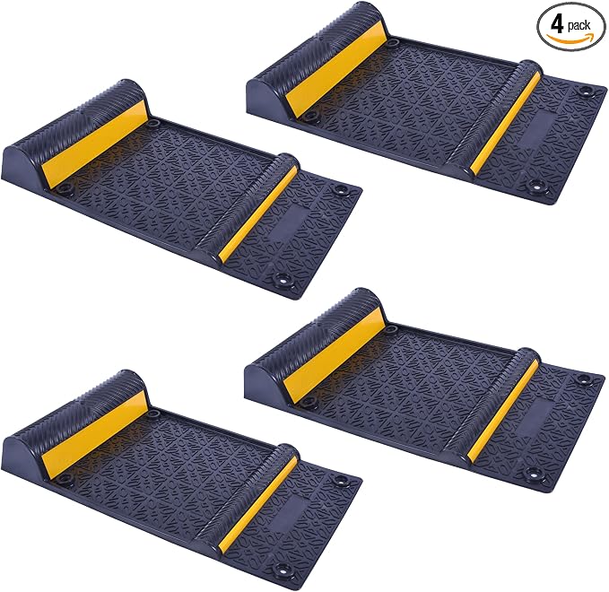 OrangeStar 4 Pack Parking Guide Mat, 21” Heavy Duty PU Wheel Stopper by OrangeStar