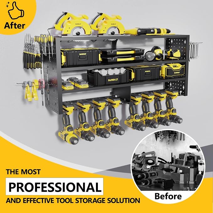 Large Power Tool Organizer Wall Mount, 4 Layer Garage Storage Cordless Tool - Image 5
