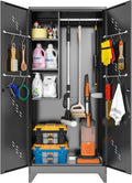 75" Metal Storage Cabinet, Tall Broom Cabinet, Garage Cabinets by METALREAD