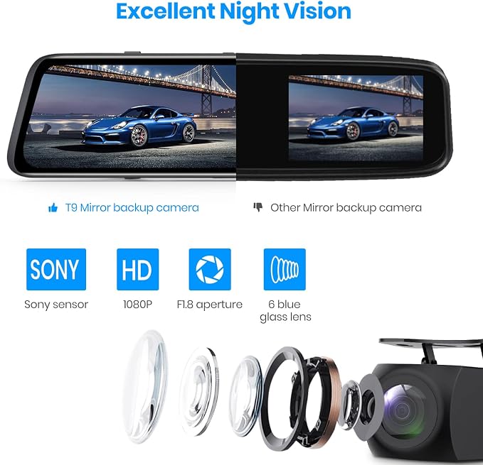 9.35''1080P OEM Rear View Mirror Camera: Recording Wide View Back Up Camera - Image 5