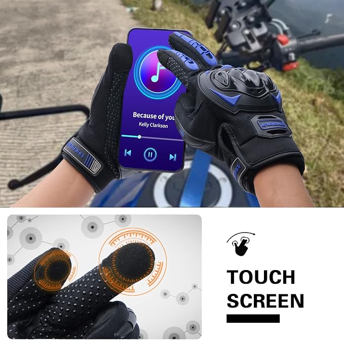 Motorcycle Gloves Touch Screen Full Finger Riding Gloves Knuckle Protection - Image 3