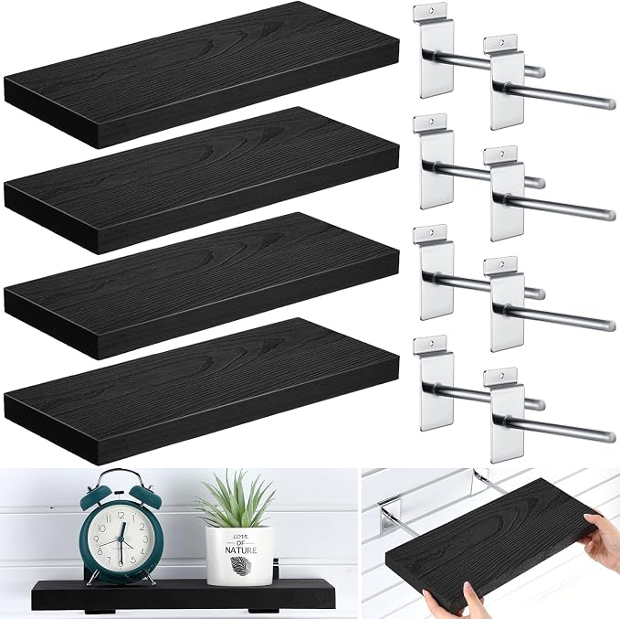 4 Pack Wooden Slatwall Shelf, 16.1" D x 6.7" W x 1.1" H Slatwall Shelves - Image 8