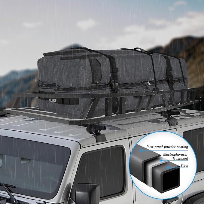NIHAO 60"x36"x5" Heavy Duty Roof Rack Cargo Carrier, Universal Car Top Luggage - Image 6