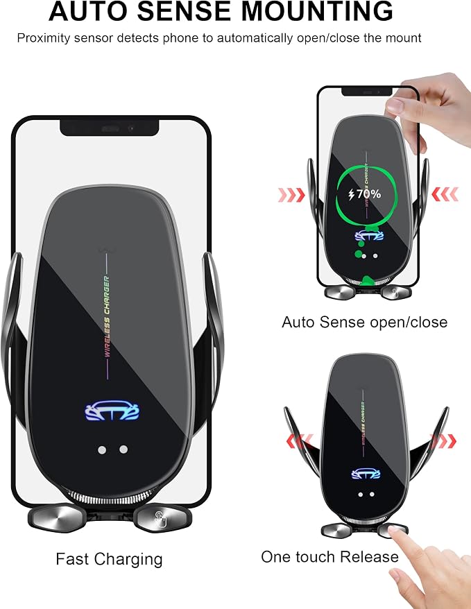 Wireless Car Charger Mount, Fast Charging Auto Clamping 15W Intelligent Dual - Image 5