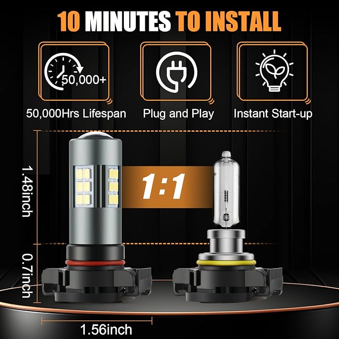 2504 LED Bulbs, PSX24W 12276 Fog Light 6500K Cool White - Image 3
