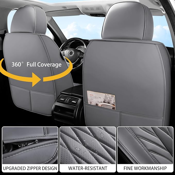 WELLDO Car Seat Covers Front Seats, Leather Seat Covers - Image 2