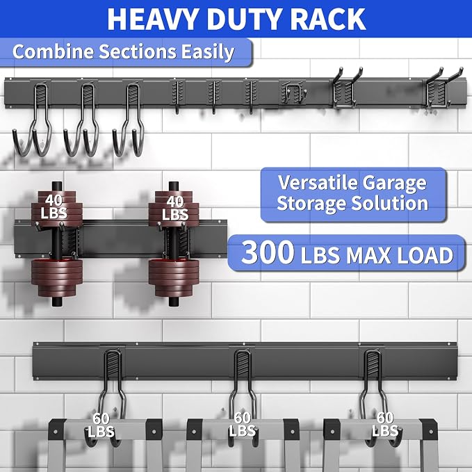 Garage Organization Tool Organizer Wall Mount, 64inch Heavy Duty Garden Tool - Image 3