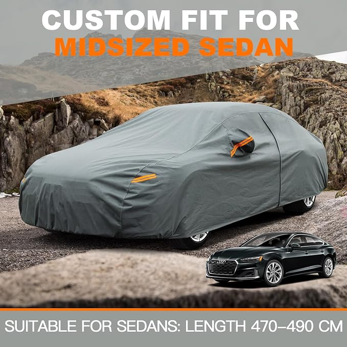 Kayme Heavy Duty Car Cover Waterproof All Weather, Full Exterior Covers Sun - Image 7