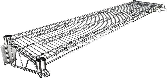 14" x 60" Chrome Wire Wall Mount Shelf by Krollen+Industrial