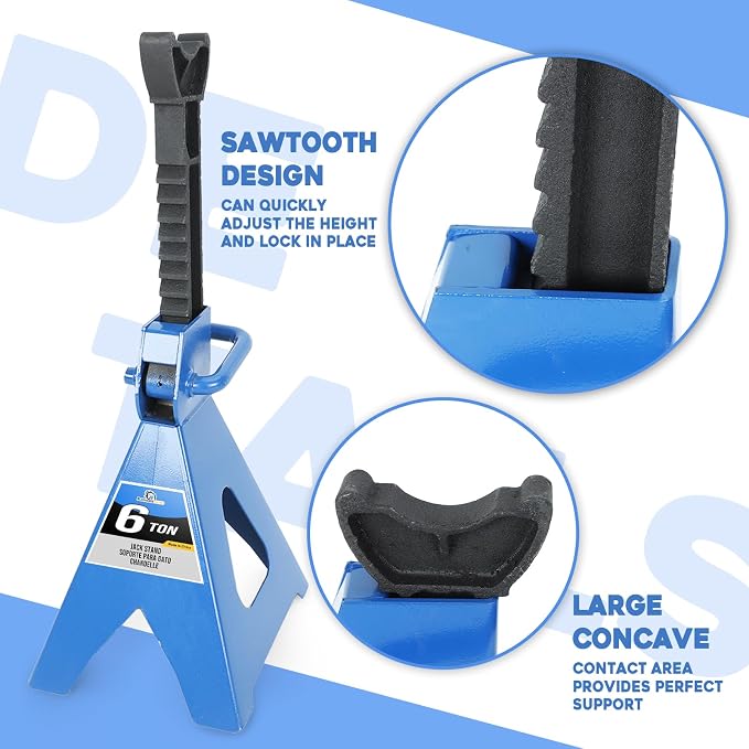 6 Ton Automotive Jack Stands, Heavy Duty Steel Car Lifting Stand - Image 3