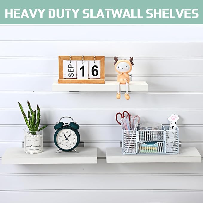4 Pack Wooden Slatwall Shelf, 16.1" D x 6.7" W x 1.1" H Slatwall Shelves - Image 4