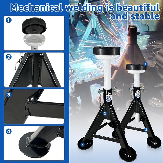 HKTE 4 Ton Heavy Duty Jack Stands, Security Locking Pins, 000 lbs Capacity - Image 3