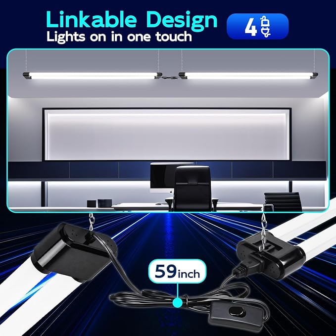 hykolity 4 Pack Linkable LED Shop Light, 4FT 44W, 5000K Daylight, Plug-in - Image 4