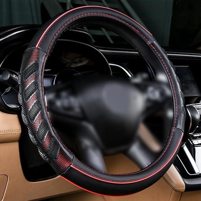 Flying Banner car Steering Wheel Cover Faux Leather Massage Universal fit 3D - Image 3