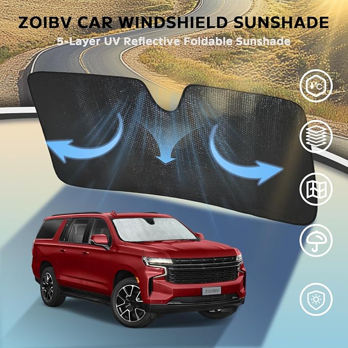 Windshield Sun Shade for Chevrolet Chevy Suburban 2021-2024 - Image 3