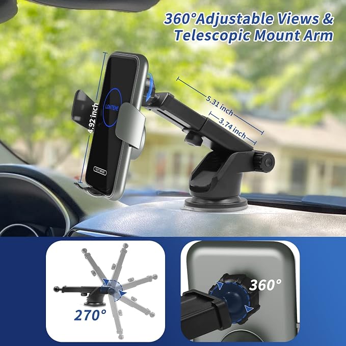15W Fast Car Mount Charger, Charging Wireless Car Charger Phone Mount Phone - Image 6