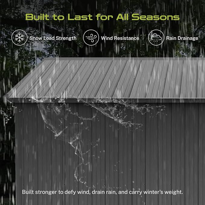12x10 Ft Storage Shed Outdoor, XL Permanent Steel Building - Image 3
