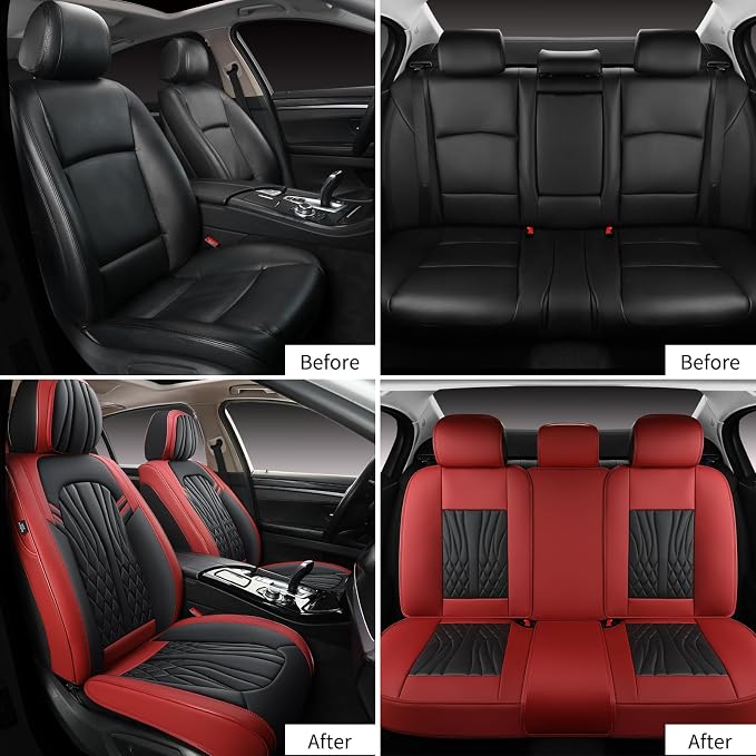 Leather Car Seat Covers, Car Seat Protector Waterproof, Seat Covers Full Set - Image 4
